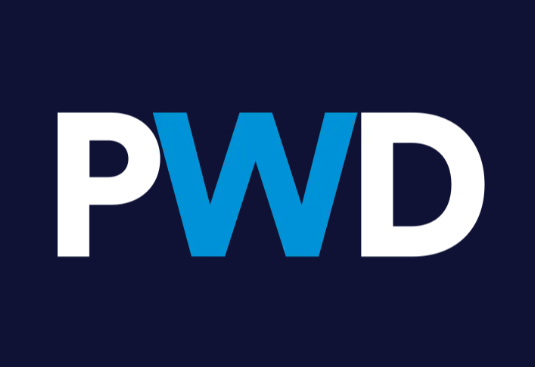 Pwd digital agency logo, PWD letters on navy background